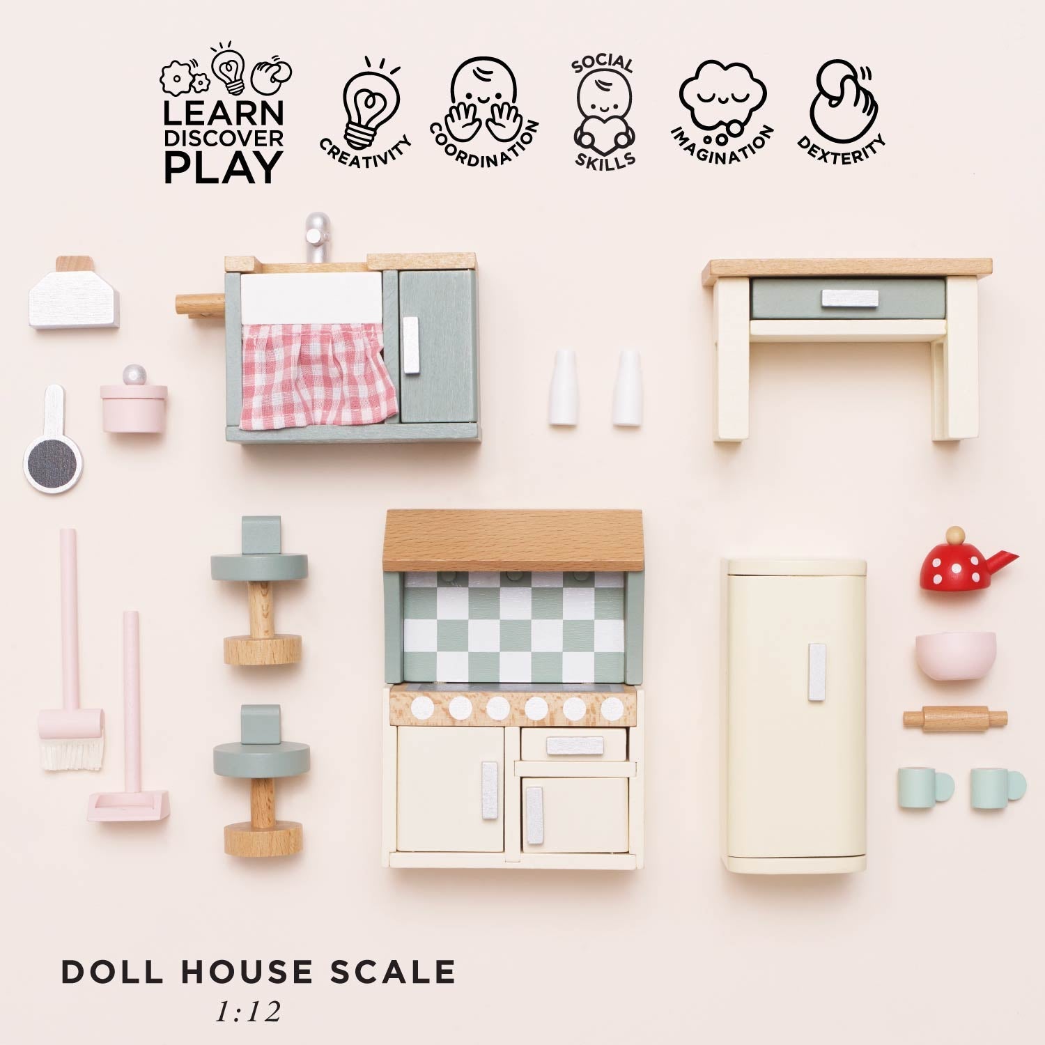 Wooden Dolls house Kitchen Furniture