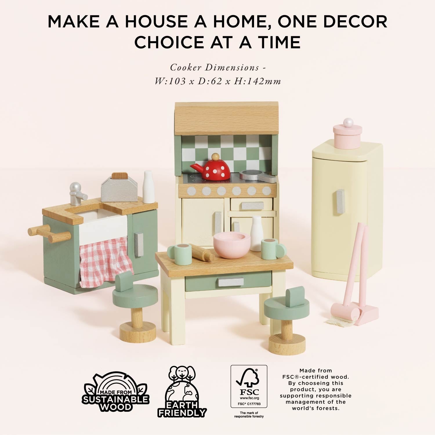 Wooden Dolls house Kitchen Furniture