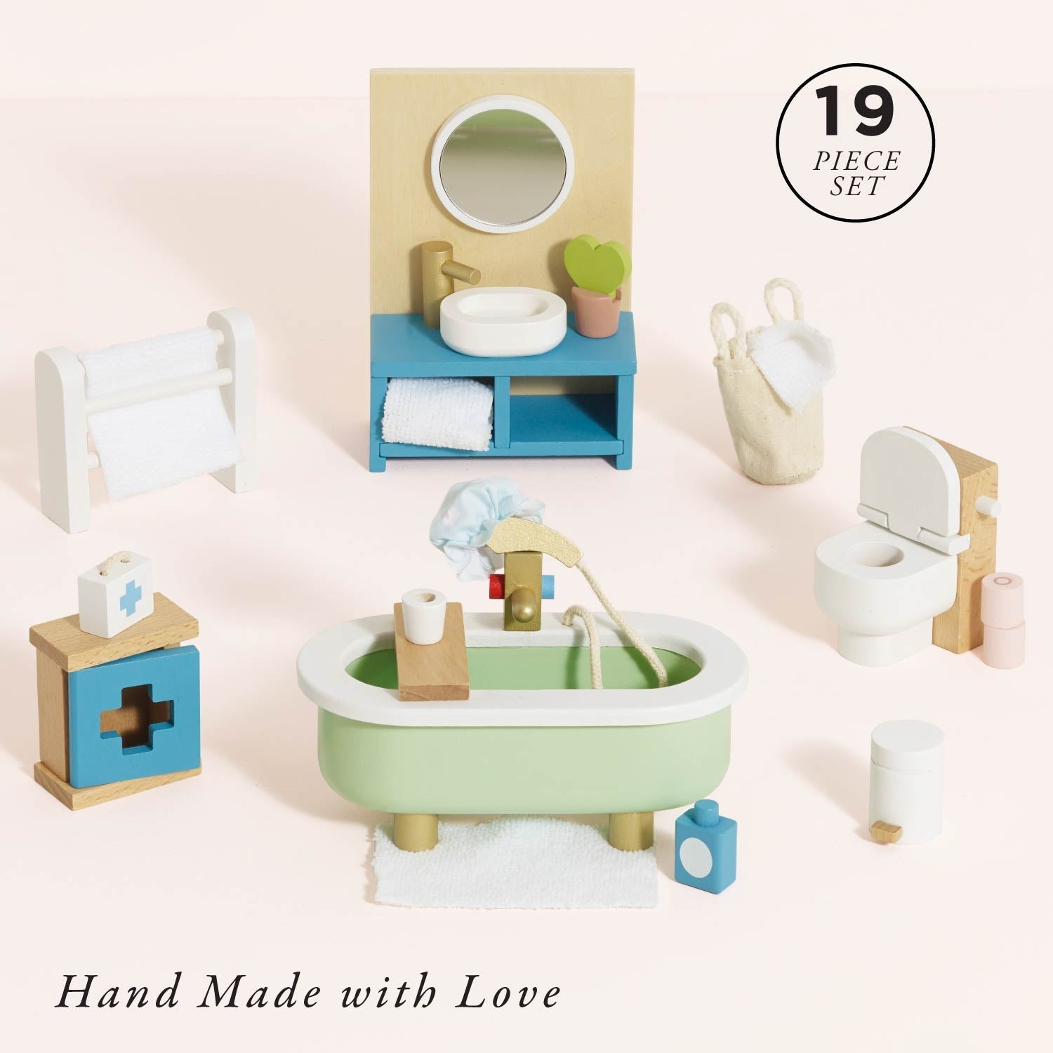 Wooden Dolls house Bathroom Furniture