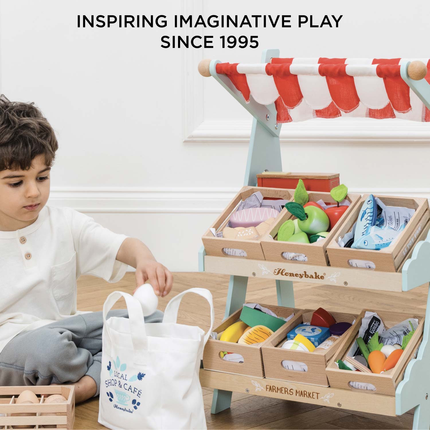 Wooden Market Stall & Fruit Play Food Crate