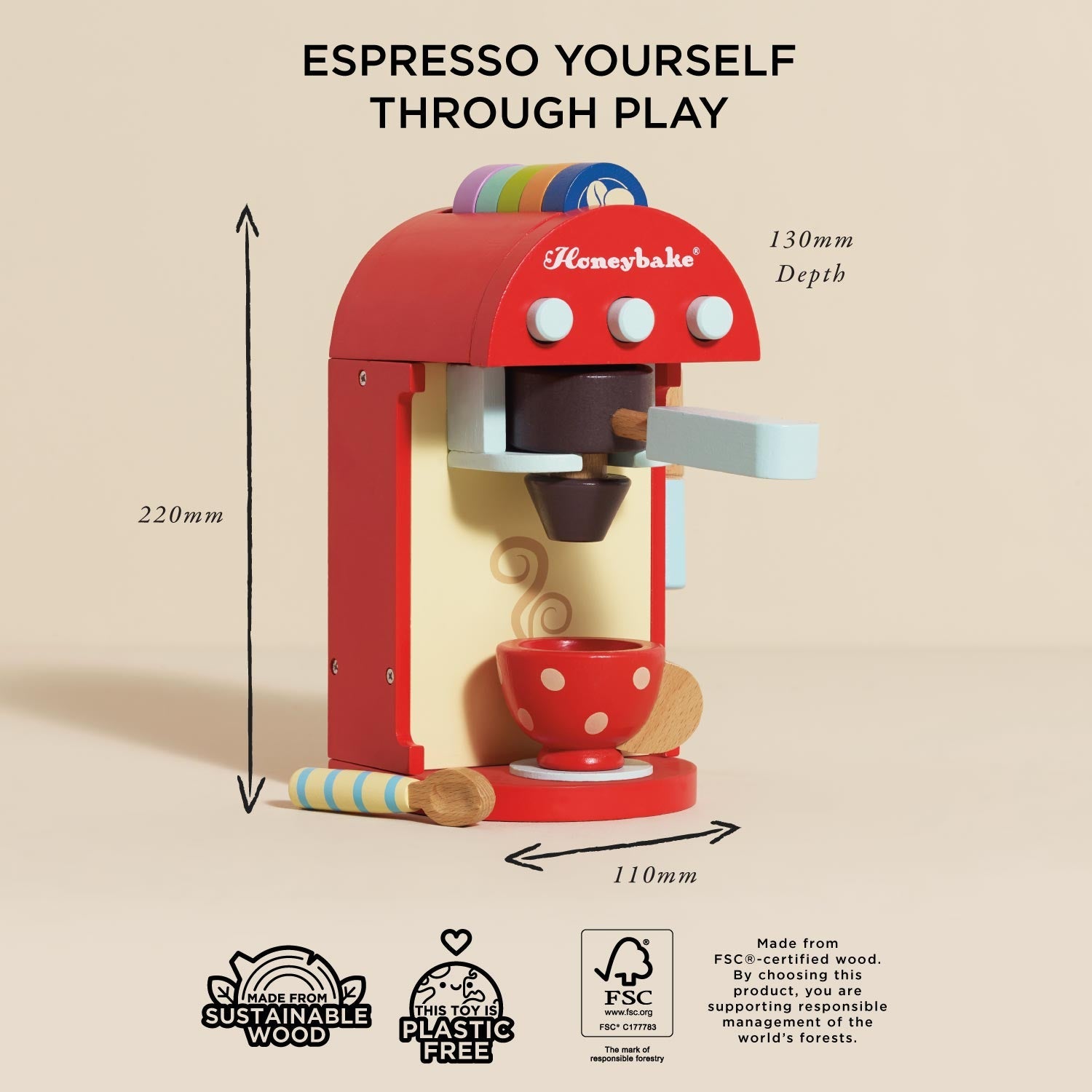 Wooden Toy Coffee Machine & Cup